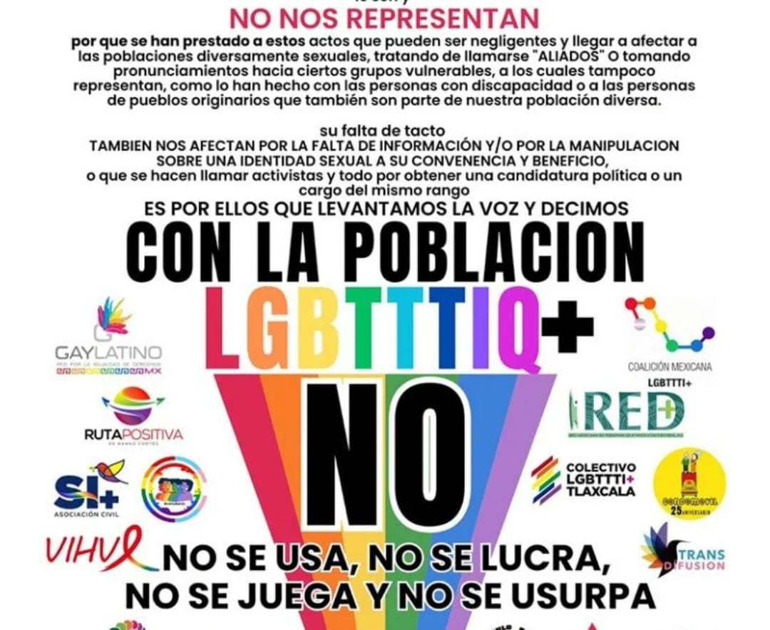 Se suman colectivos LGBTTTIQ de Tlaxcala y otros estados contra usurpación de candidaturas