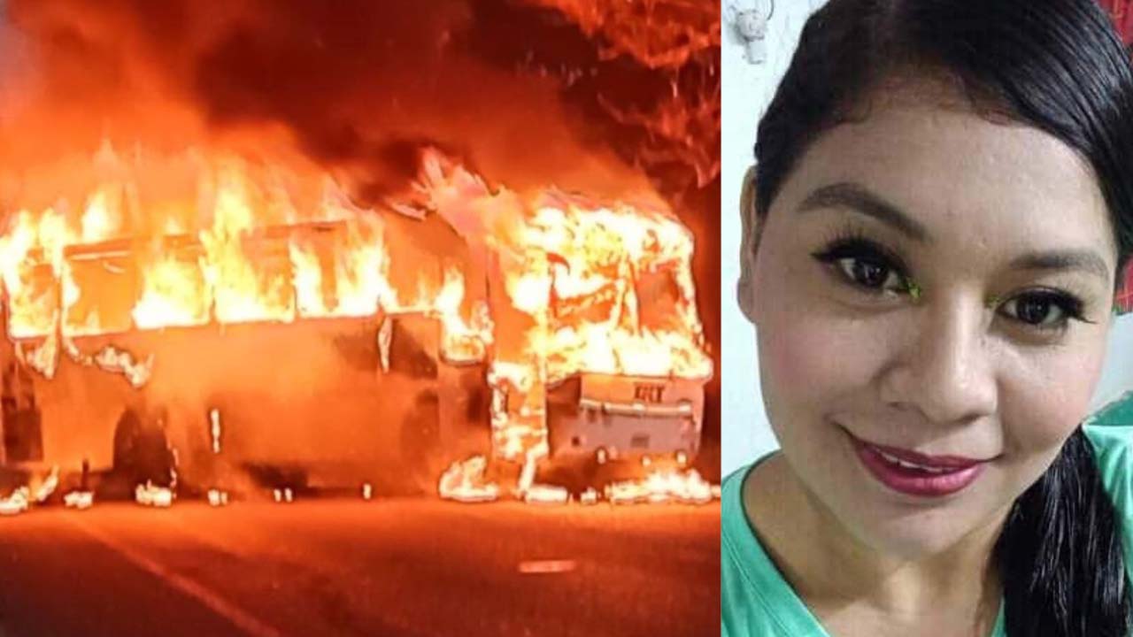 Por: Cortesía Enfermera muere calcinada por salvar a su hijo tras incendio de camiones por narcos