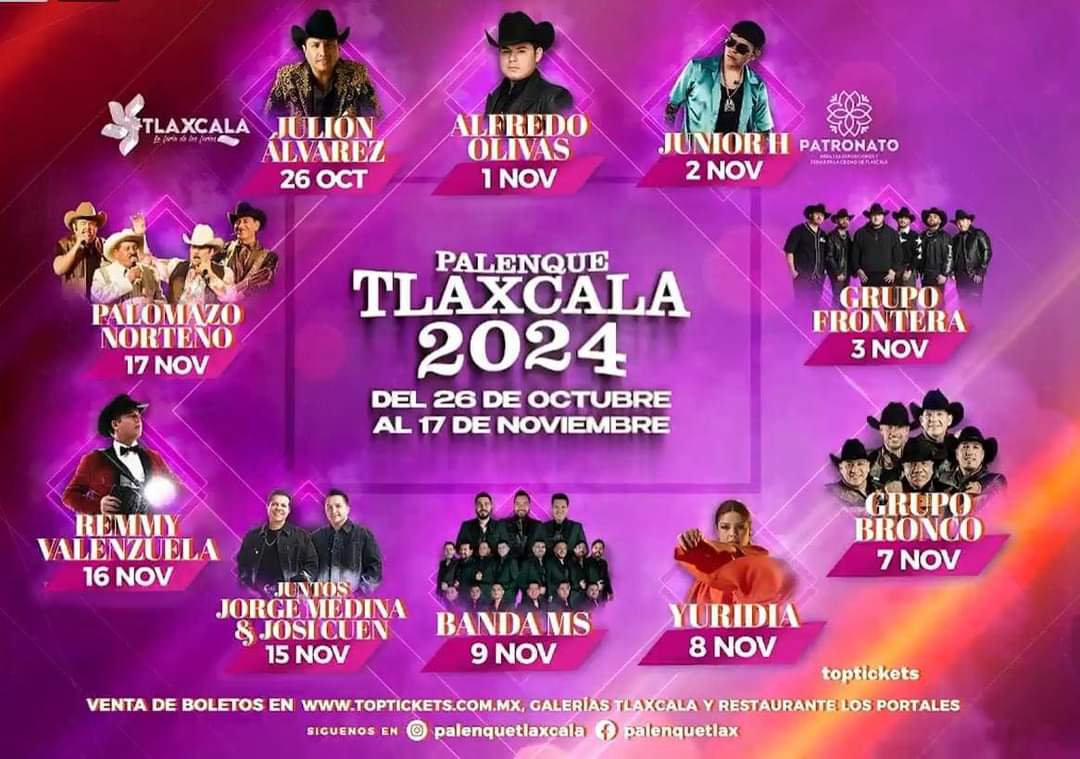 Por: Especial  ¿A cual vas a ir? Revelan cartel de Palenque de la Feria Tlaxcala 2024