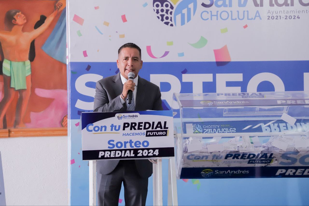 Por: Cortesía Lula Pineda Celebra ayuntamiento de San Andrés Cholula el Sorteo Predial 2024