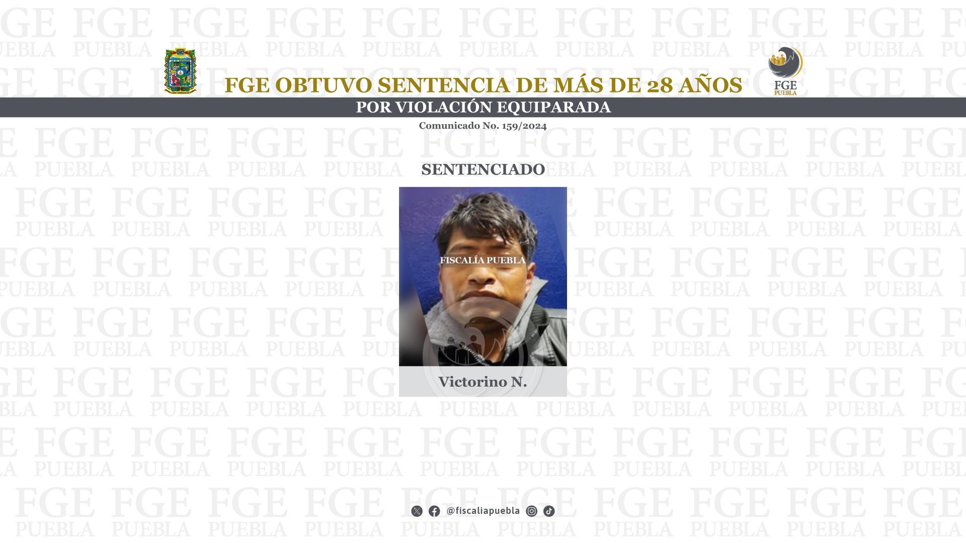 Por: Cortesía 28 años de prisión para hombre en Puebla por violación equiparada