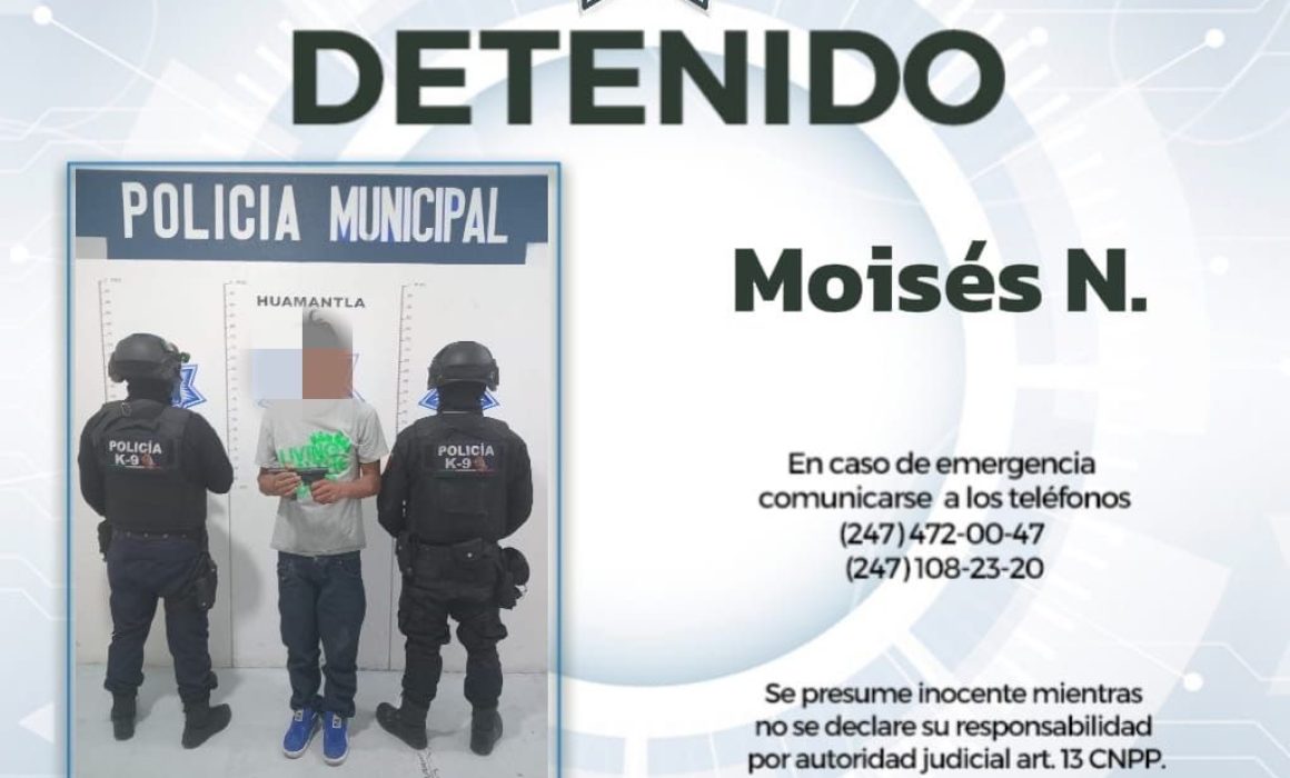 Por: Cortesía Policía frustra atraco y detiene a sospechoso con arma en Puebla