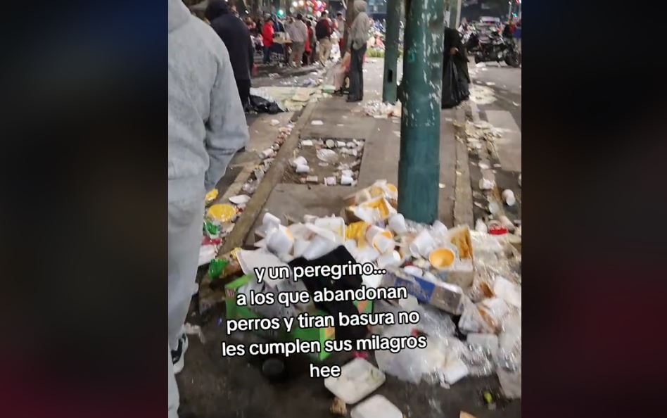 Foto: Cortesía Bombera critica a peregrinos por dejar basura en la Basílica de Guadalupe