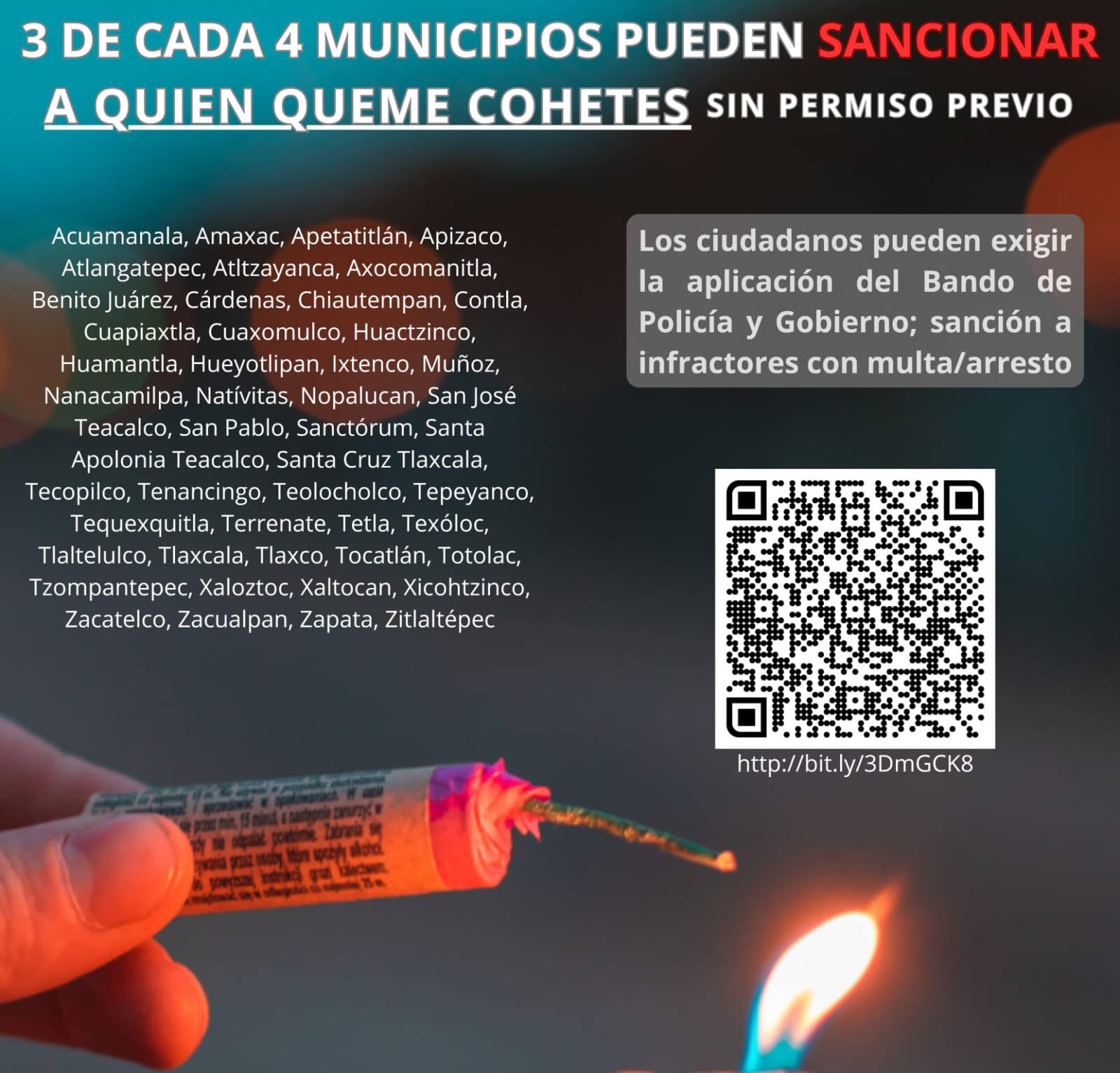 Más de la mitad de los municipios de Tlaxcala cuentan con mecanismos para denunciar uso de pirotecnia