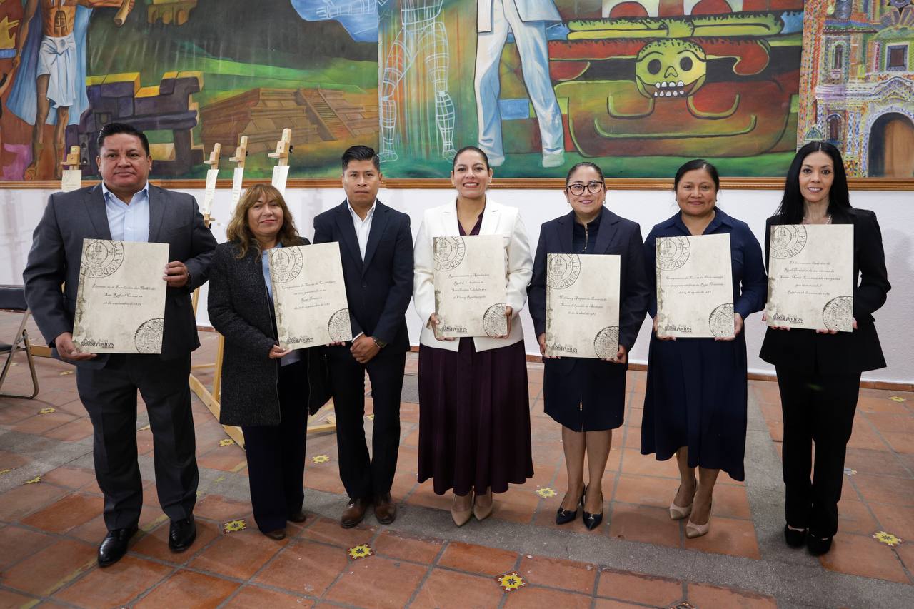 Comunicado oficial Entrega Lupita Cuautle Títulos Primordiales y Decreto Fundacional a Juntas Auxiliares de San Andrés Cholula