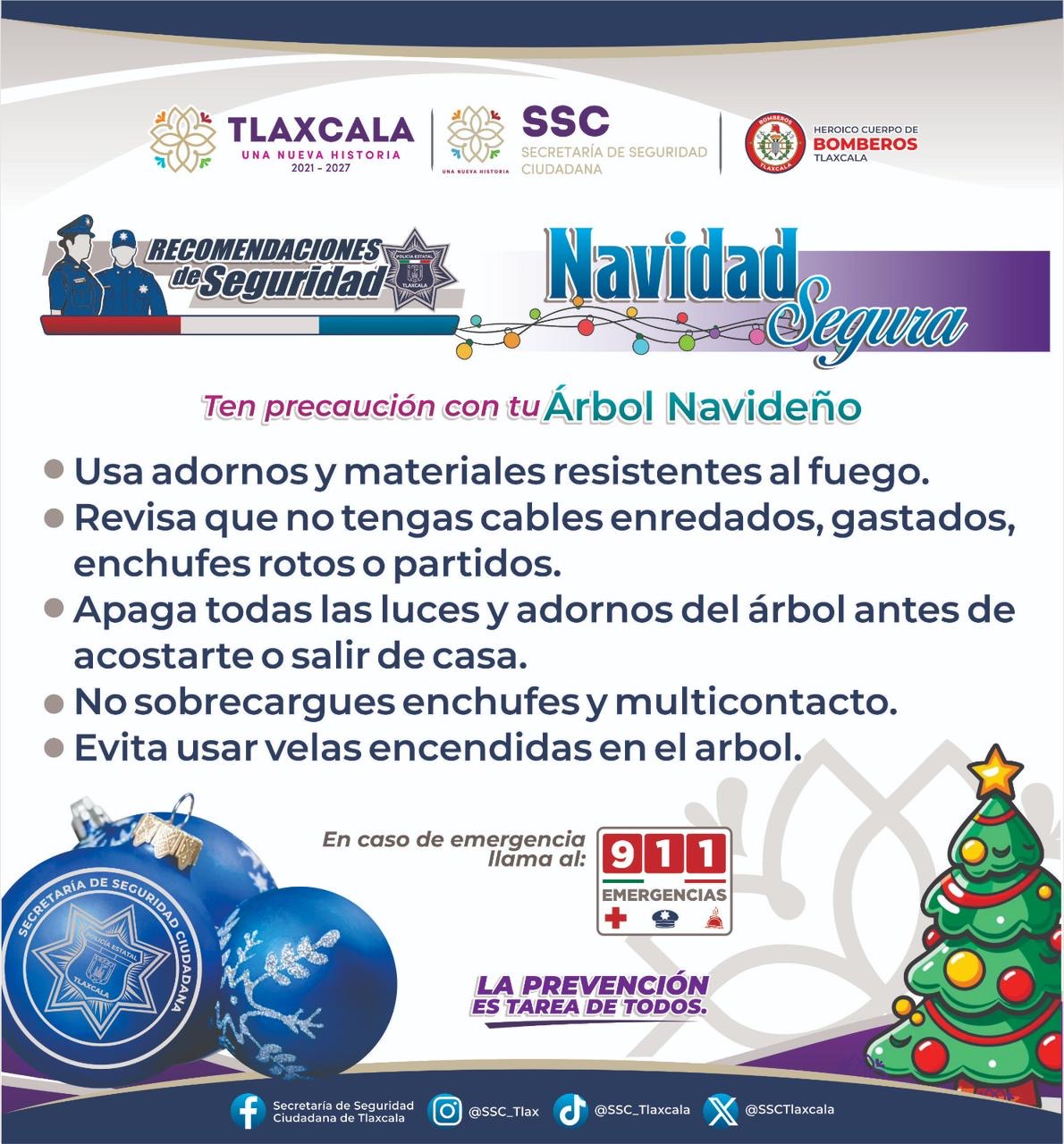 Por: Cortesía Emite SSC recomendaciones en esta temporada navideña