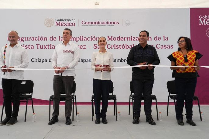 Foto: Cortesía Claudia Sheinbaum inaugura autopista clave y anuncia proyectos para Chiapas