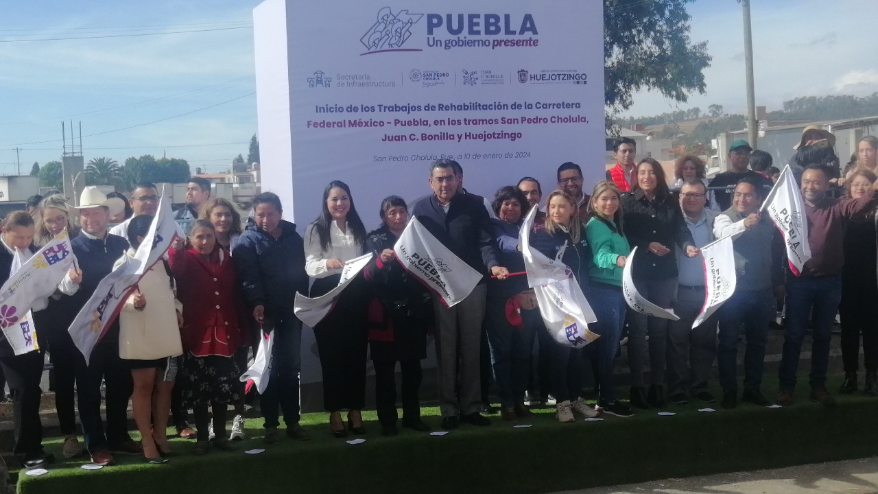 Inician trabajos de rehabilitación carretera federal México-Puebla tramo San Pedro Cholula, Juan C. Bonilla y Huejotzingo