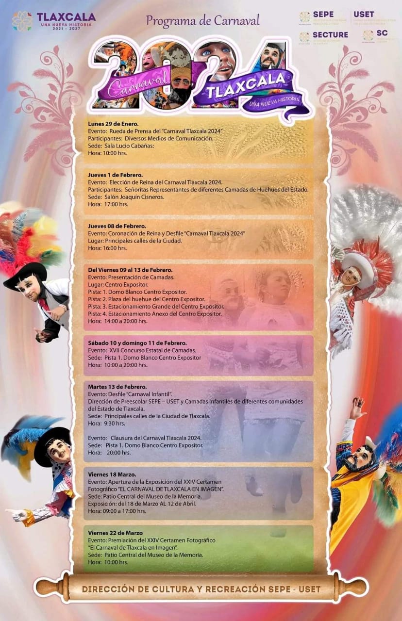 Por: Cortesía ¡Regresa el Carnaval de Tlaxcala! Alistan desfile para el 8 de febrero