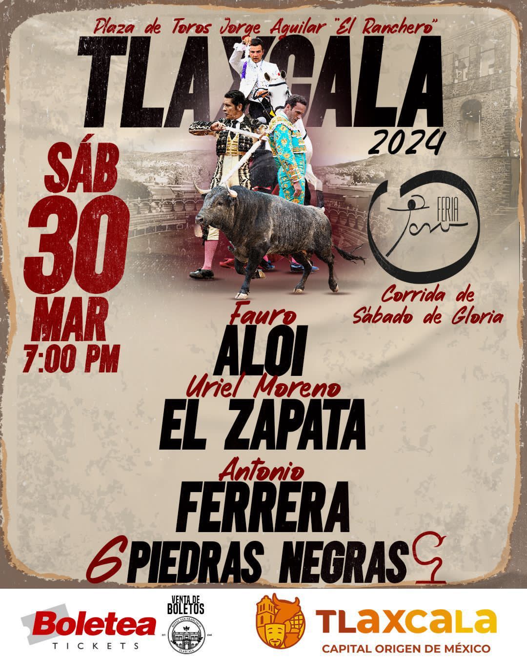 Por: Cortesía Corrida de Sábado de Gloria en la Ranchero Aguilar