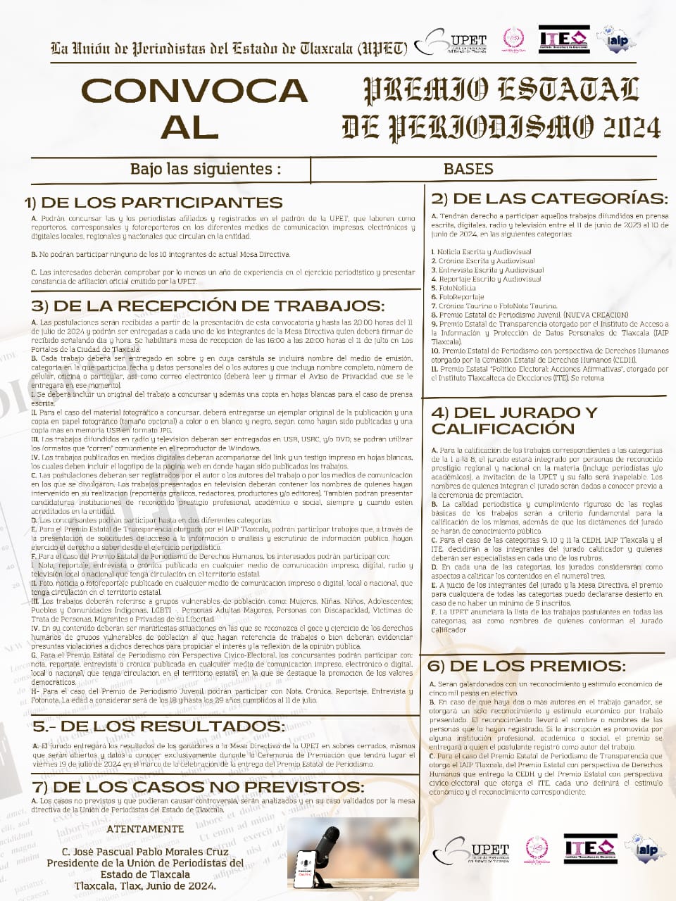 Invita UPET a participar en el Premio Estatal de Periodismo 2024