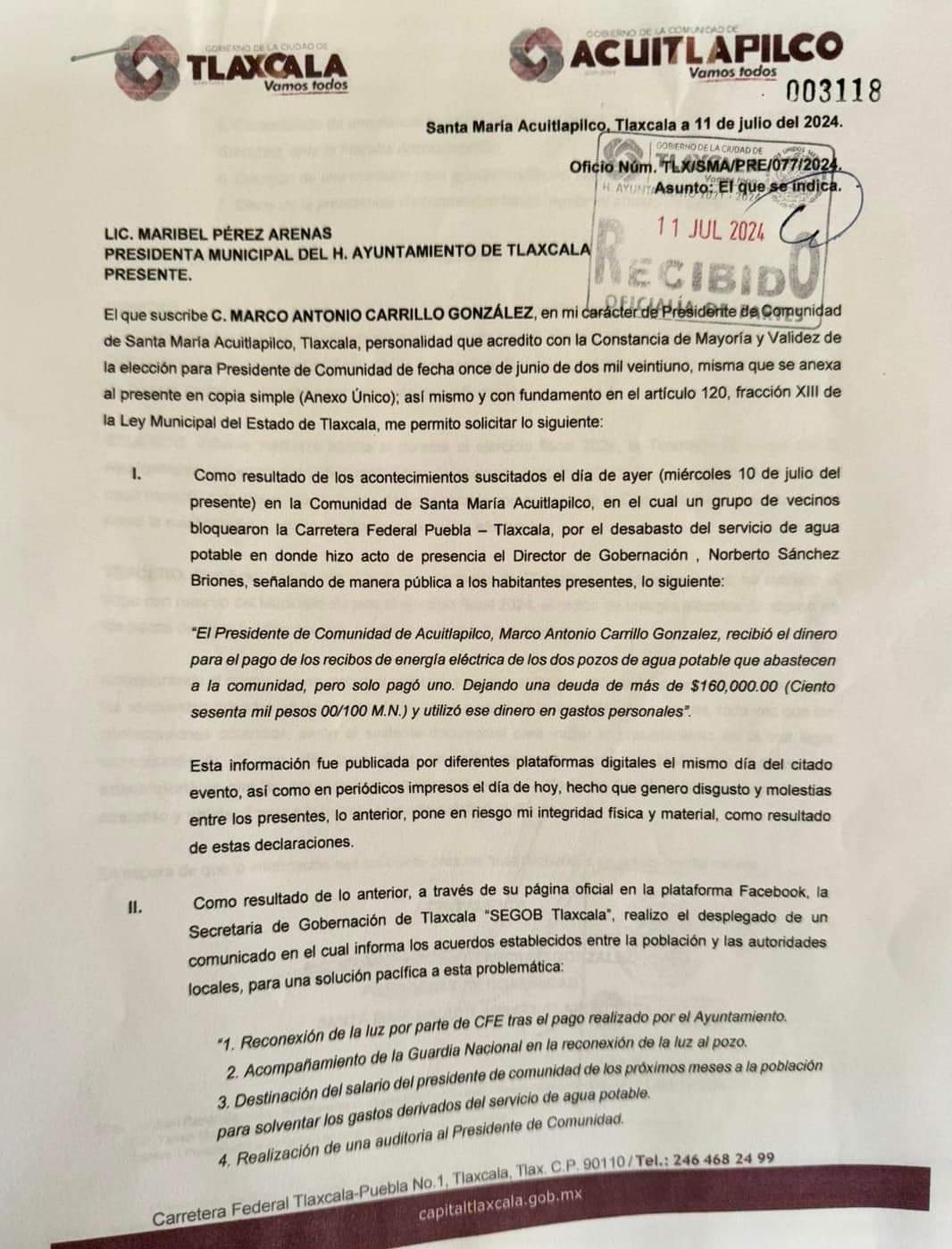 "Falso que ayuntamiento me otorgara recurso", afirma presidente de Acuitlapilco