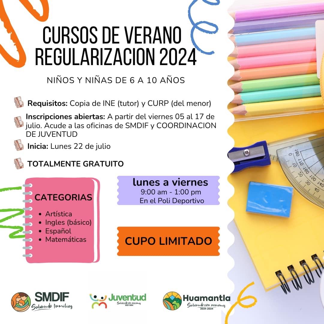 Por: Cortesía Invita Ayuntamiento de Huamantla a cursos de verano de apoyo educativo