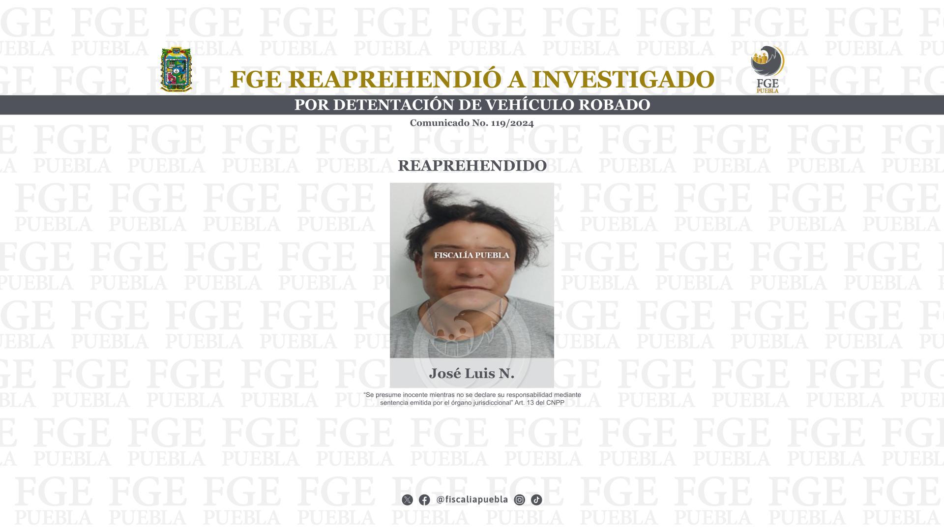 Por: Cortesía José Luis N. detenido en Santa Rita Tlahuapan