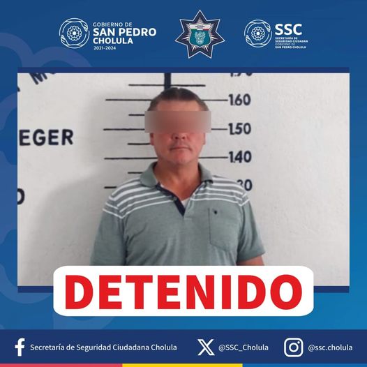 Por: Cortesía Lula Pineda Detienen a presunto acosador de menor en Cholula