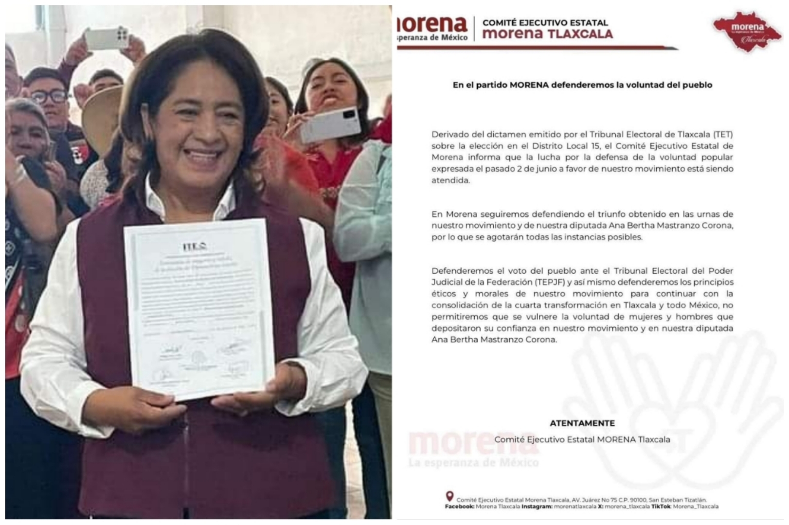 Por: Cortesía Morena defenderá candidatura de Ana Bertha Mastranzo