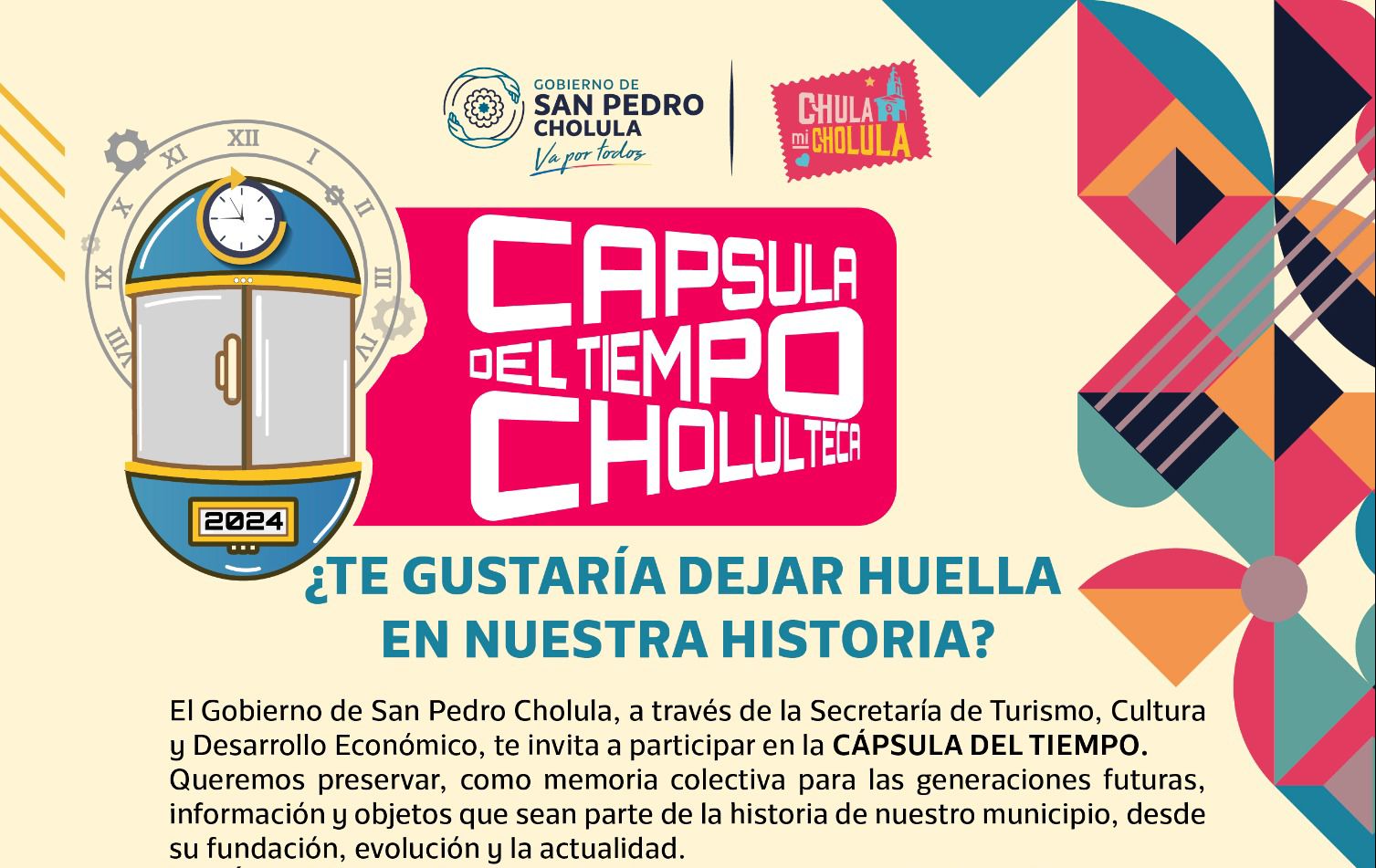 comunicado oficial San Pedro Cholula anuncia la instalación de una Cápsula del Tiempo