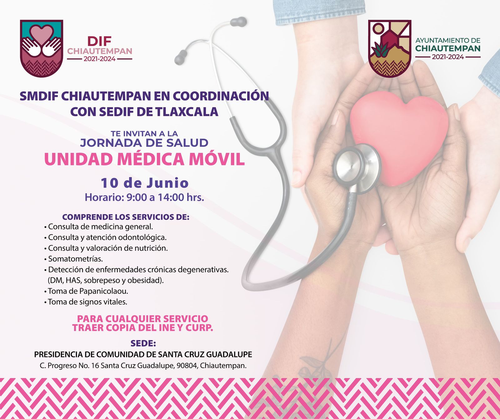 Por: Cortesía La unidad médica móvil llega a Santa Cruz Guadalupe en Chiautempan