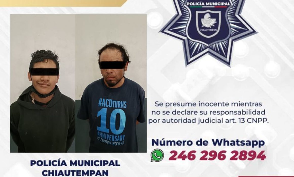 Detiene Policía de Chiautempan a dos sujetos por faltas administrativas
