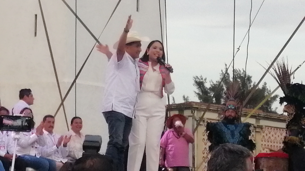 Por: Cortesía Lula Pineda Tonantzin Fernández encabeza Fiesta por la Democracia en San Pedro Cholula
