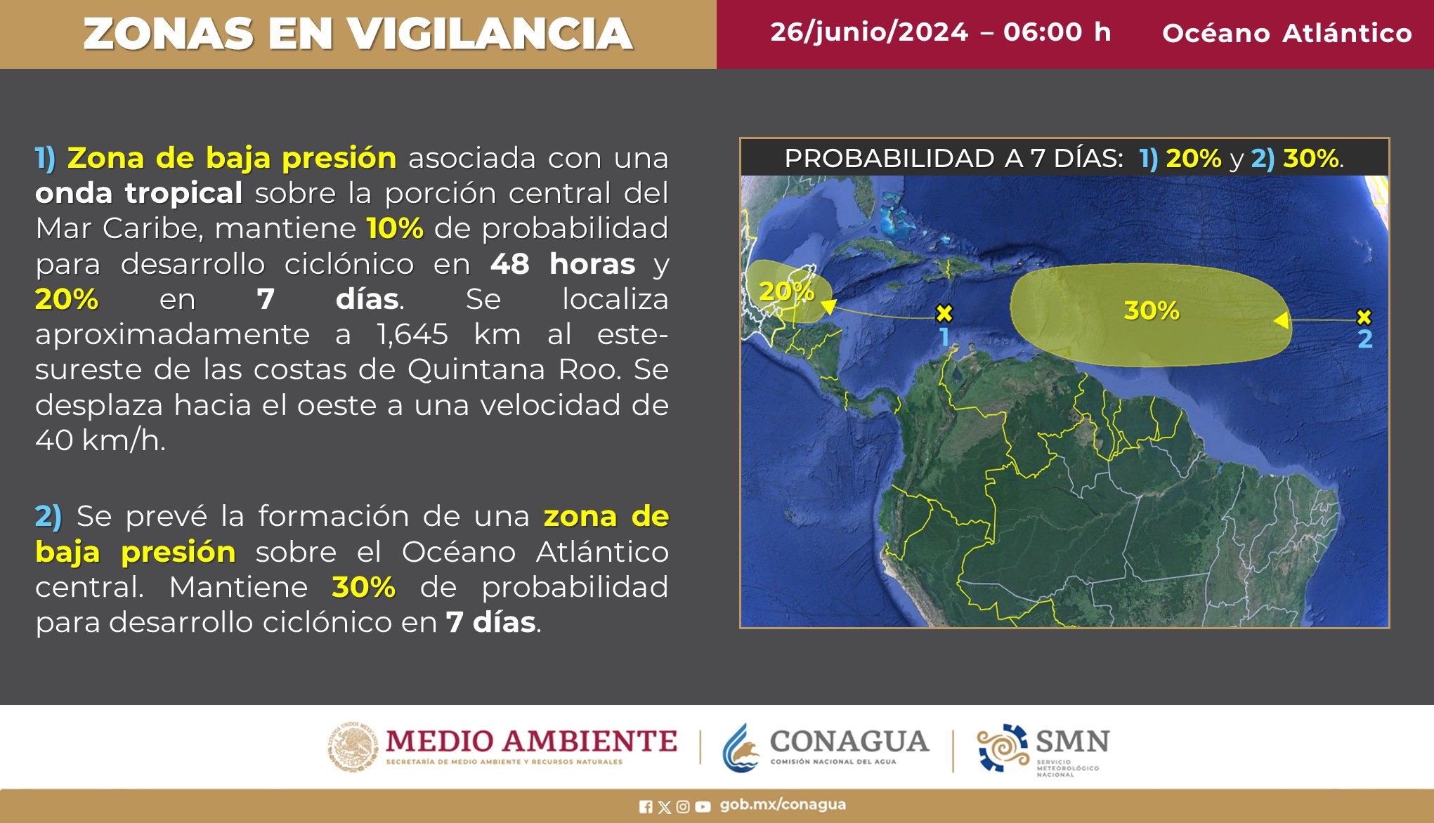 Por: Cortesía Conagua anuncia posible creación de dos ciclones