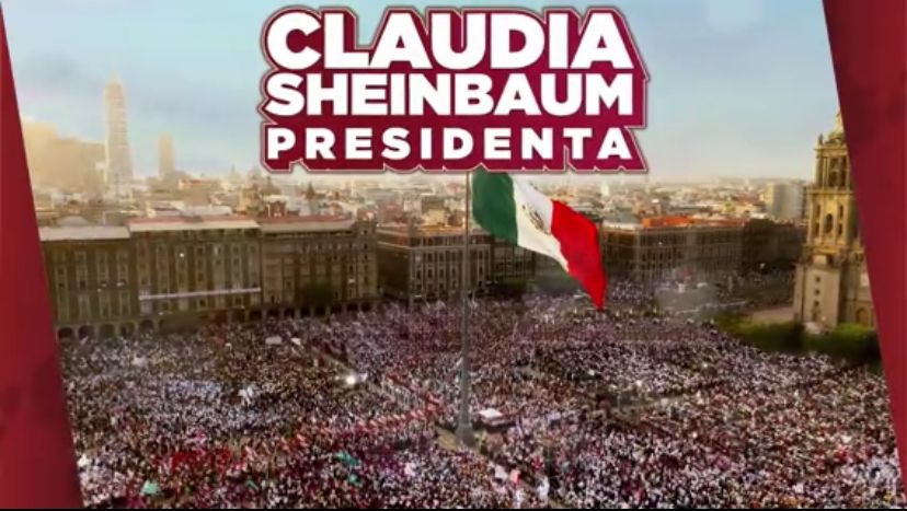 Por: Cortesía Sheinbaum festeja en Zócalo Capitalino tras triunfo virtual