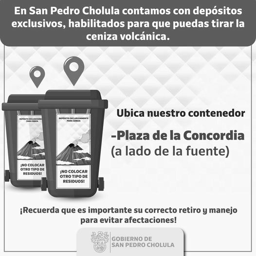 Por: Cortesía Lula Pineda Instalan contenedor para depósito de ceniza en San Pedro Cholula
