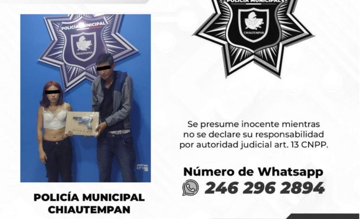 Detiene policía de Chiautempan a 2 personas por posesión de arma de fuego