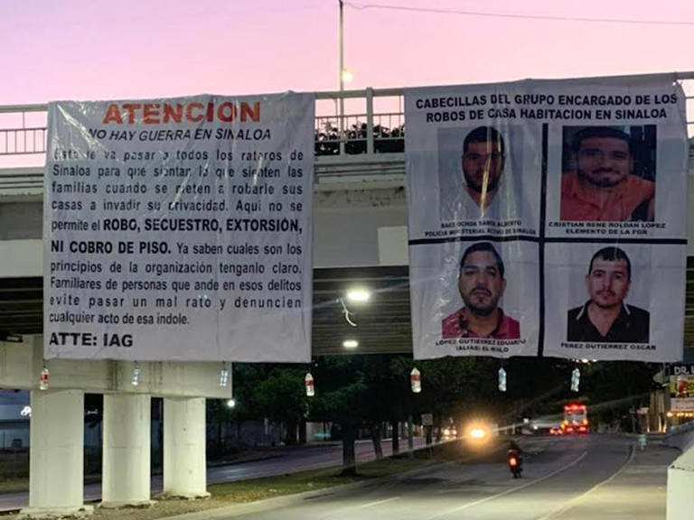 Por: Cortesía “No hay guerra en Sinaloa” aparecen mantas tras secuestros de familias en Culiacán