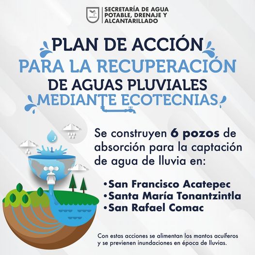 Por: Cortesía Lula Pineda Construcción de pozos de captación para reutilizar agua de lluvia en San Andrés Cholula