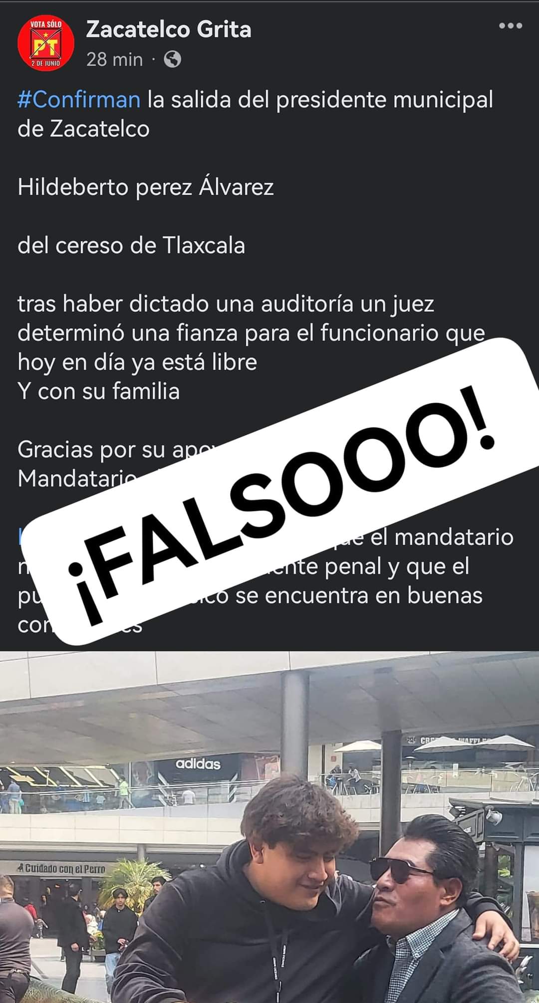 Falso que “El Cachorro” haya quedado en libertad
