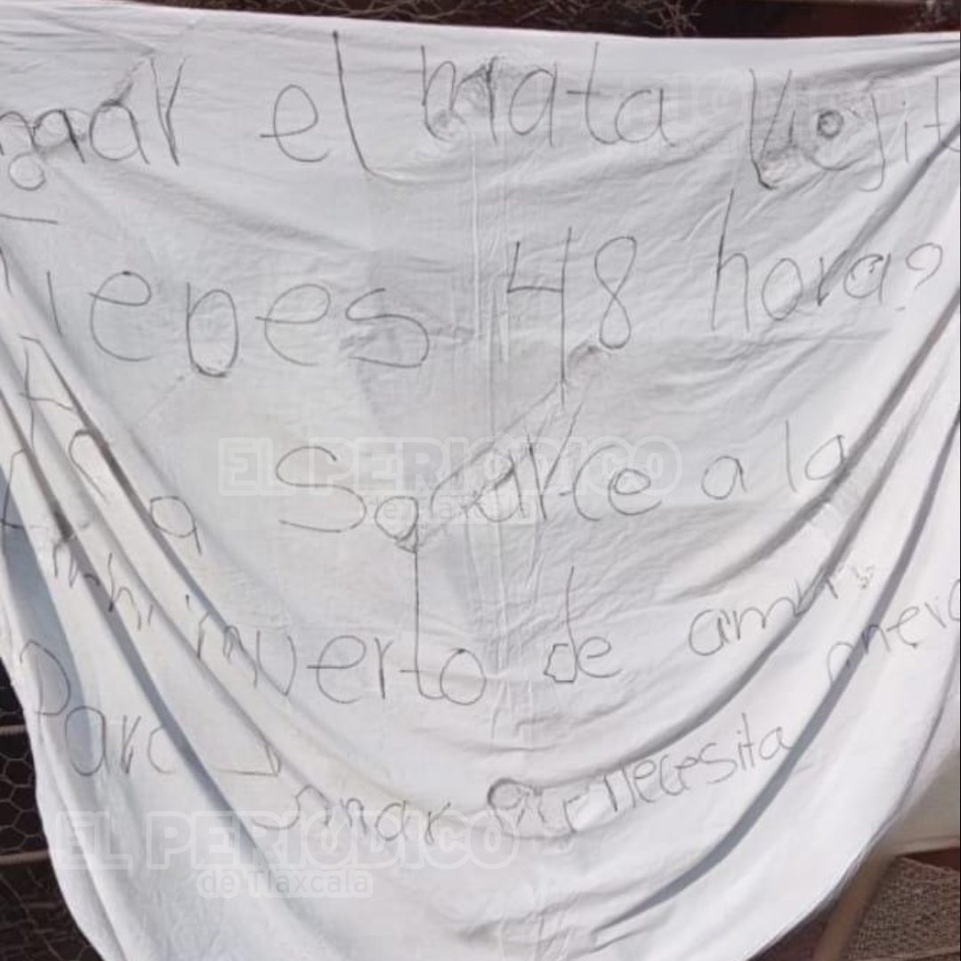 Por: Cortesía Dejan manta con mensaje amenazante a candidato a presidente municipal de Santa Cruz Tlaxcala