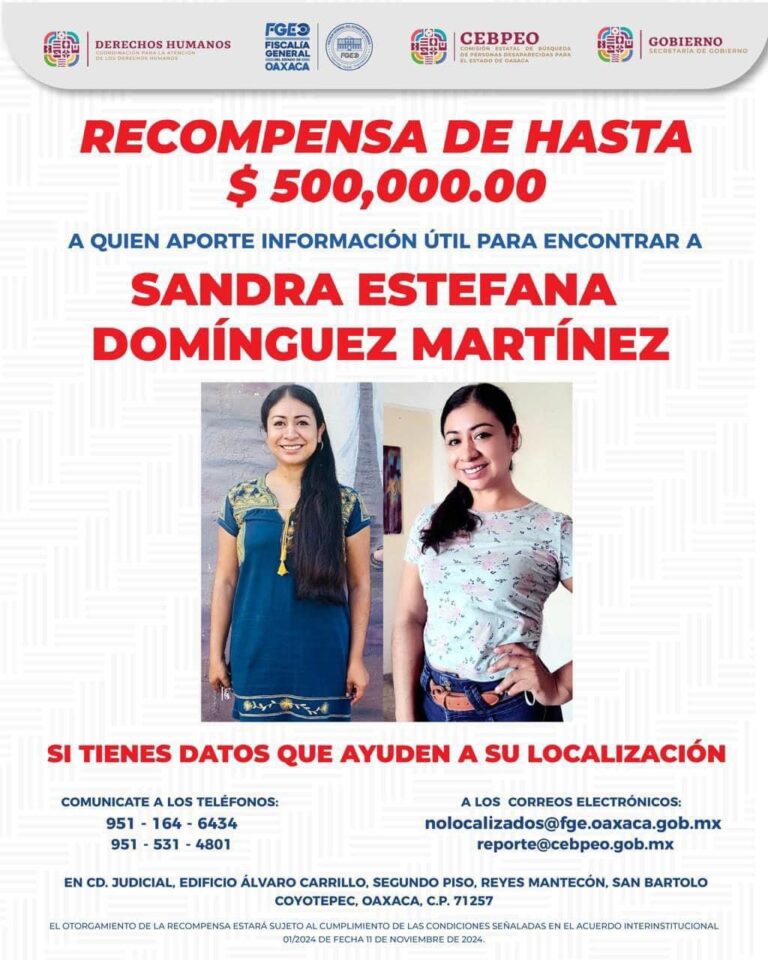 Por: Cortesía Ofrecen recompensa de 500 mil pesos por información de activista ayuuk desaparecida en Oaxaca