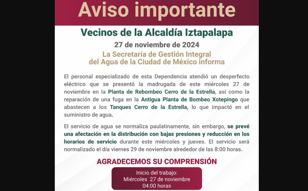 Foto: Cortesía Falta de agua en Iztapalapa: causas y cuándo se normalizará el servicio