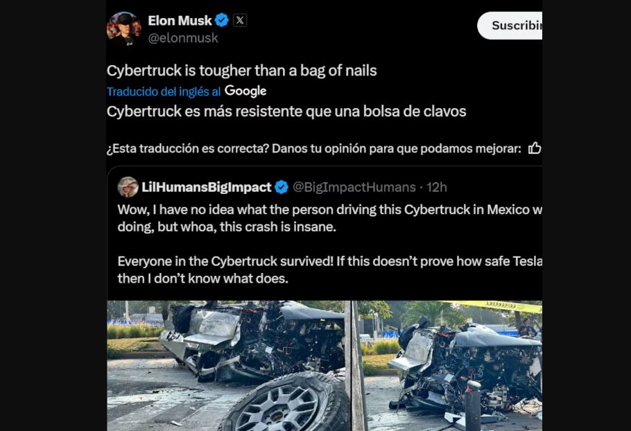 Por: Cortesía Cybertruck de Tesla en polémica por dos accidentes graves en México; debate sobre seguridad