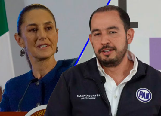 Por: Cortesía Sheinbaum critica a Marko Cortés y su propuesta de narcoterrorismo: "Ridículo o traidor a la patria"
