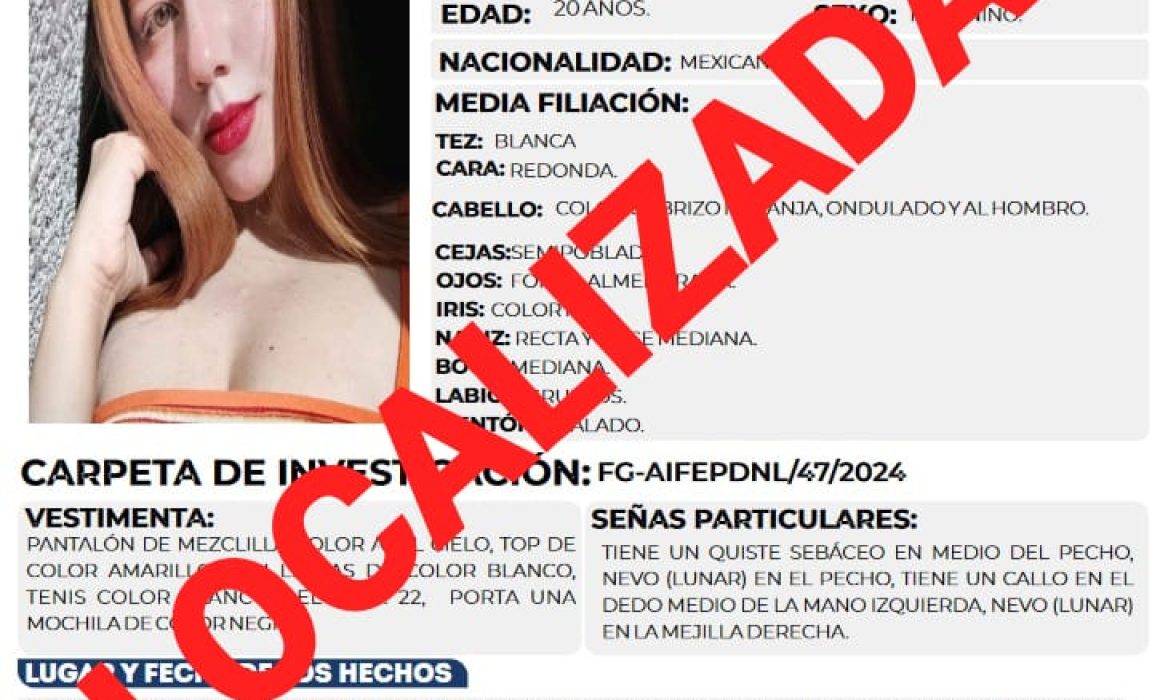 Por: Cortesía Madre agradece la solidaridad y apoyo que llevó a la localización segura de su hija