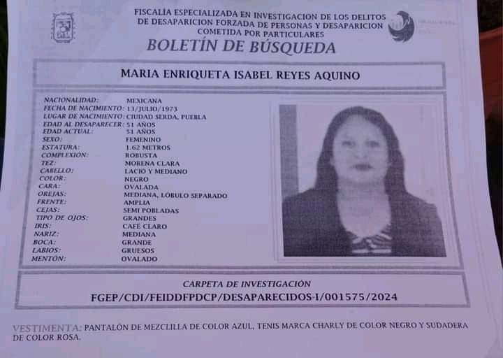 Por: Cortesía María Enriqueta, hallada sin vida en Ocoyucan tras días de desaparición