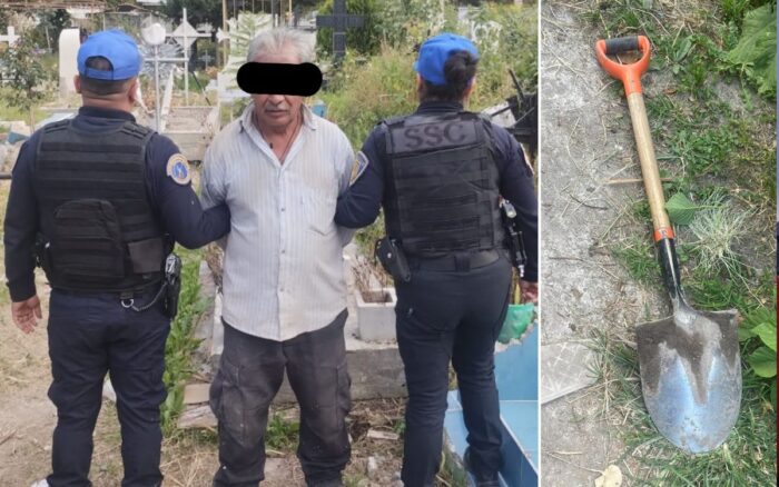 Por: Cortesía Detienen a hombre que intentaba exhumar restos óseos en panteón de Iztacalco