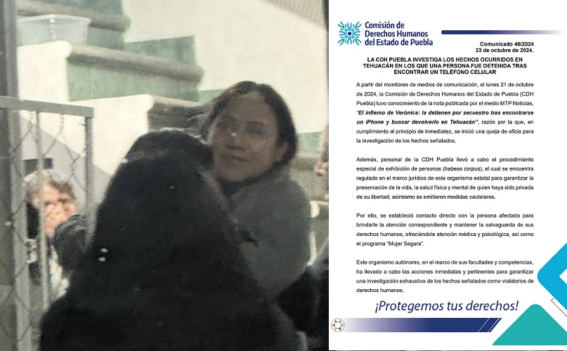 Por: Cortesía CDH Puebla investiga detención irregular de Verónica Inés