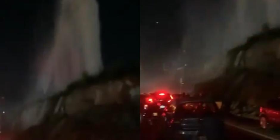 Por: Cortesía Megafuga de agua en el sistema Cutzamala impacta la autopista Chamapa-Lechería