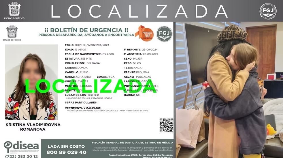 Por: Cortesía Encuentran sana a joven rusa desaparecida en Edomex; se investiga su caso