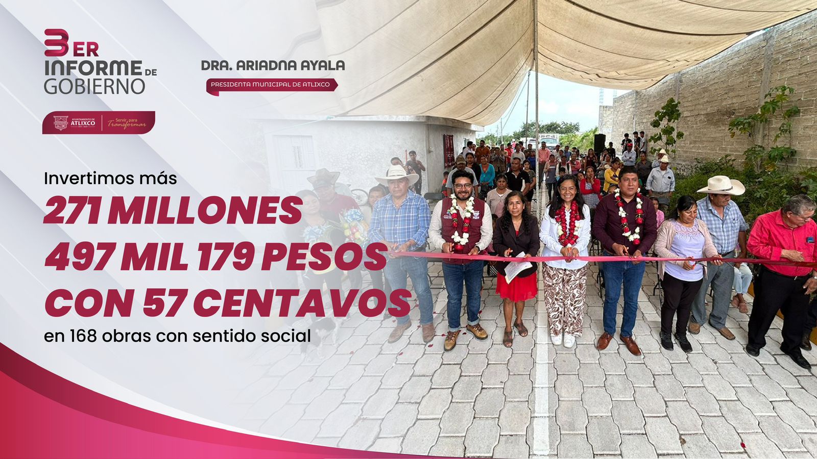 Por: Cortesía Ariadna Ayala ejecuta 440 obras en Atlixco con inversión histórica de 784 MDP