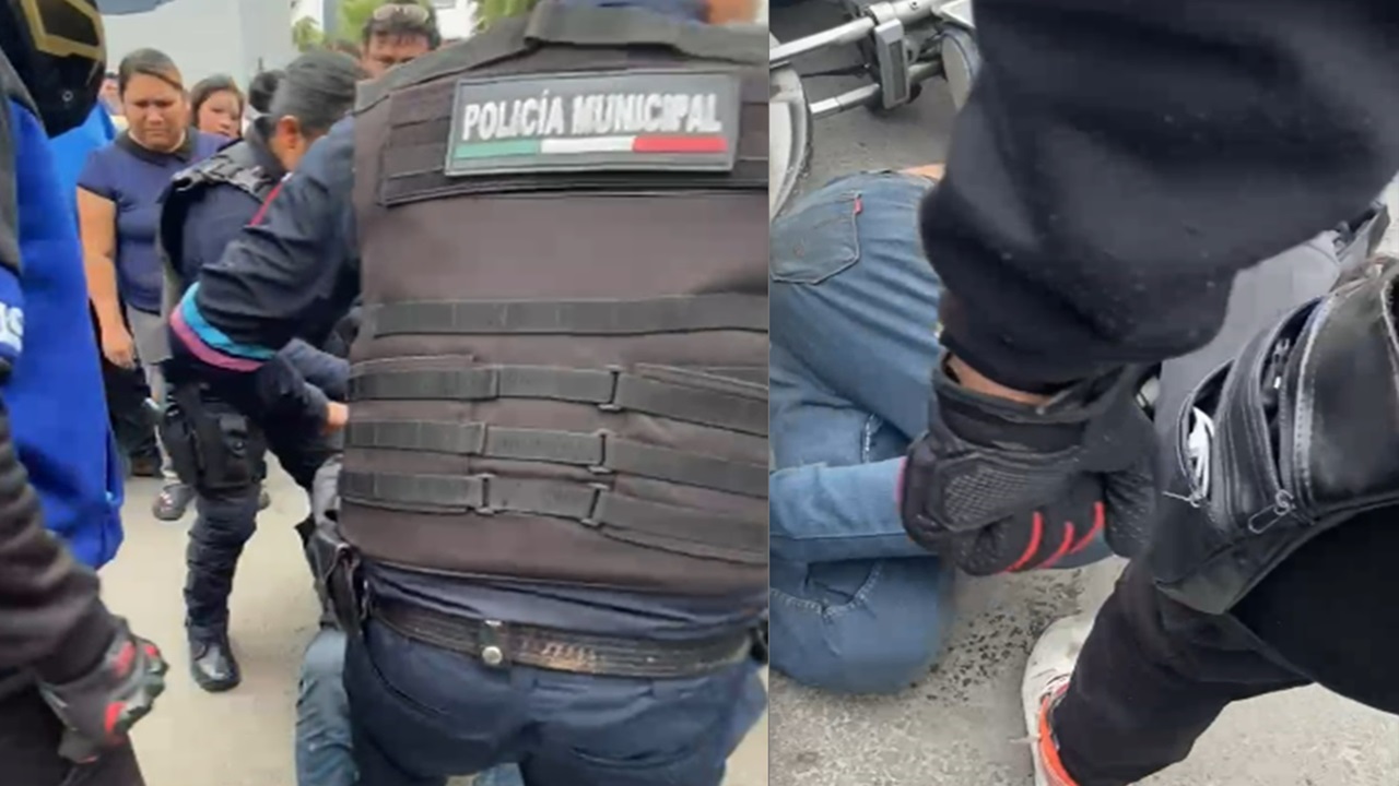 Ciudadanos detienen y golpean a presunto ladrón de motocicleta en Puebla