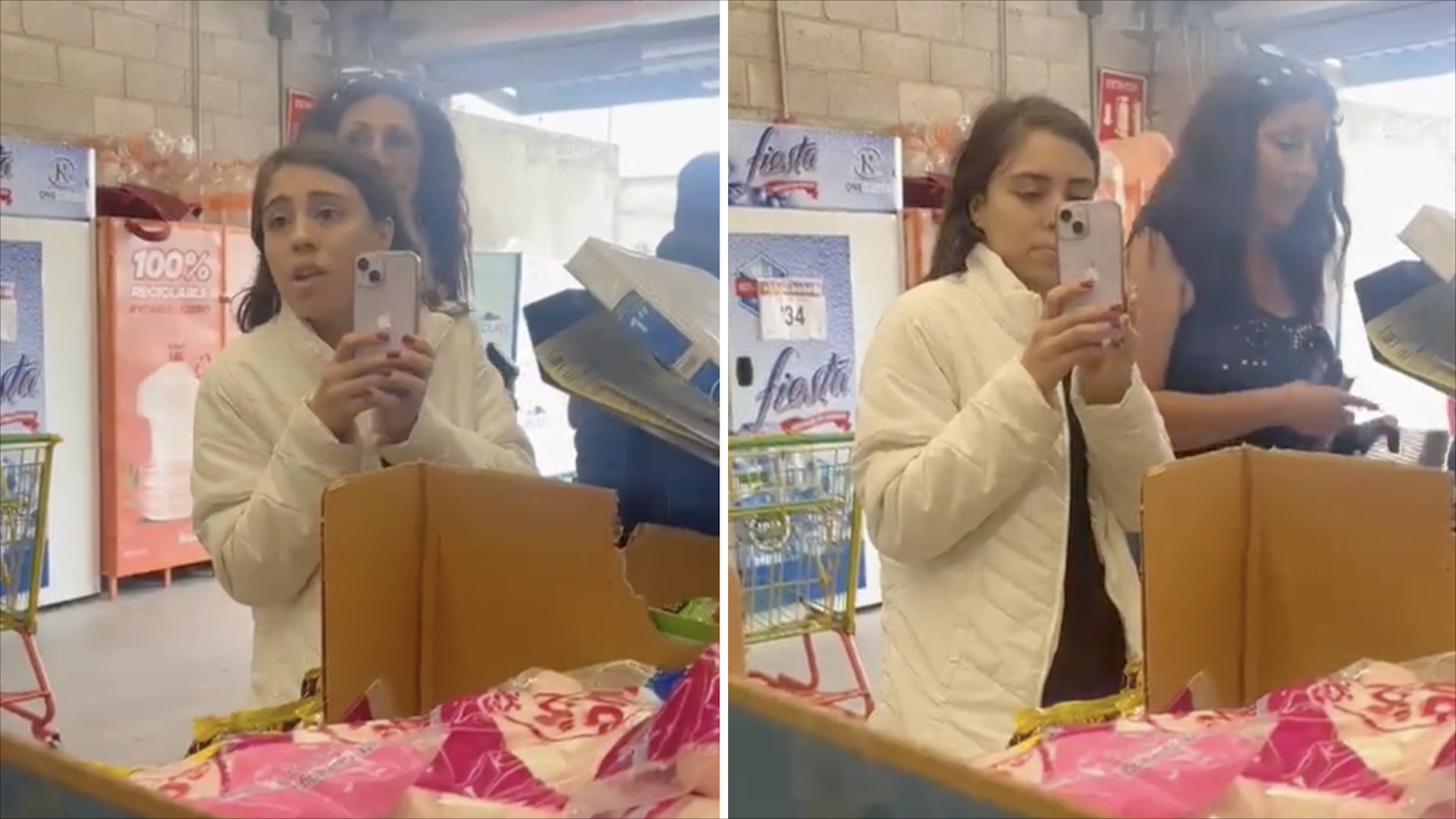 Por: Cortesía Video viral muestra a mujeres amenazando con pistola a guardia en Bodega Aurrera en Puebla