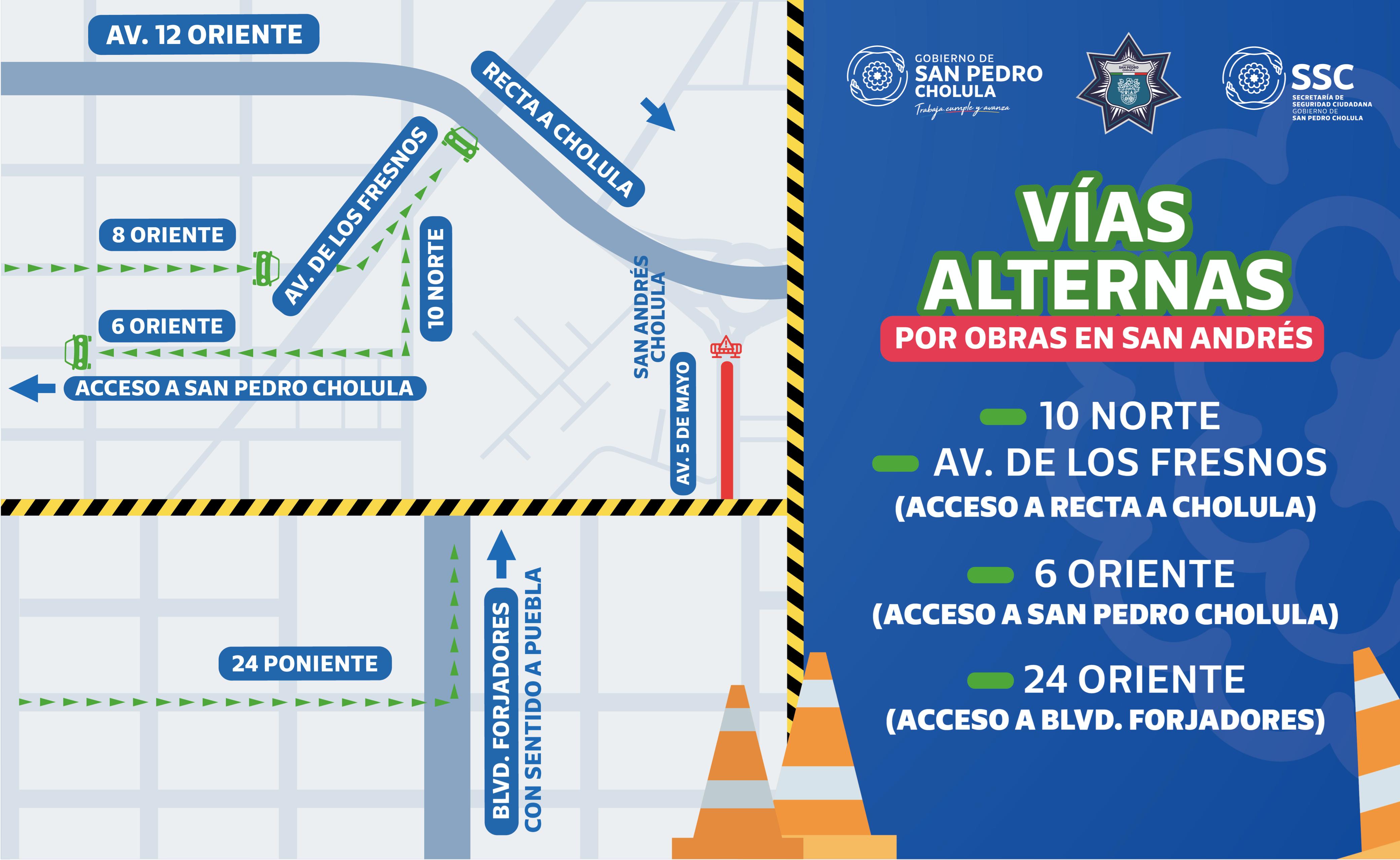 Por: Cortesía Lula Pineda Incremento vehicular en 12 Poniente-Oriente por obras en 5 de Mayo de San Andrés