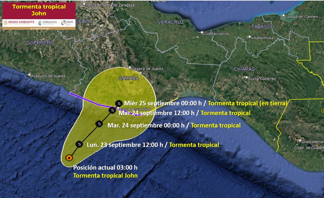 Por: Cortesía La tormenta tropical John provoca lluvias extraordinarias en México