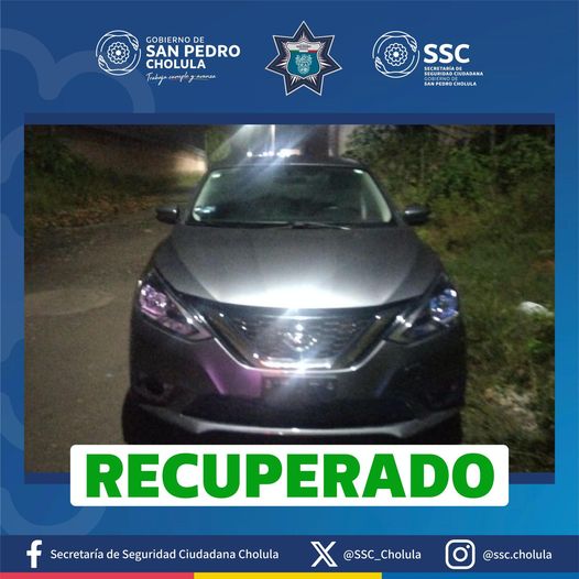 Por: Cortesía Lula Pineda Recuperan vehículo robado en Santiago Momoxpan