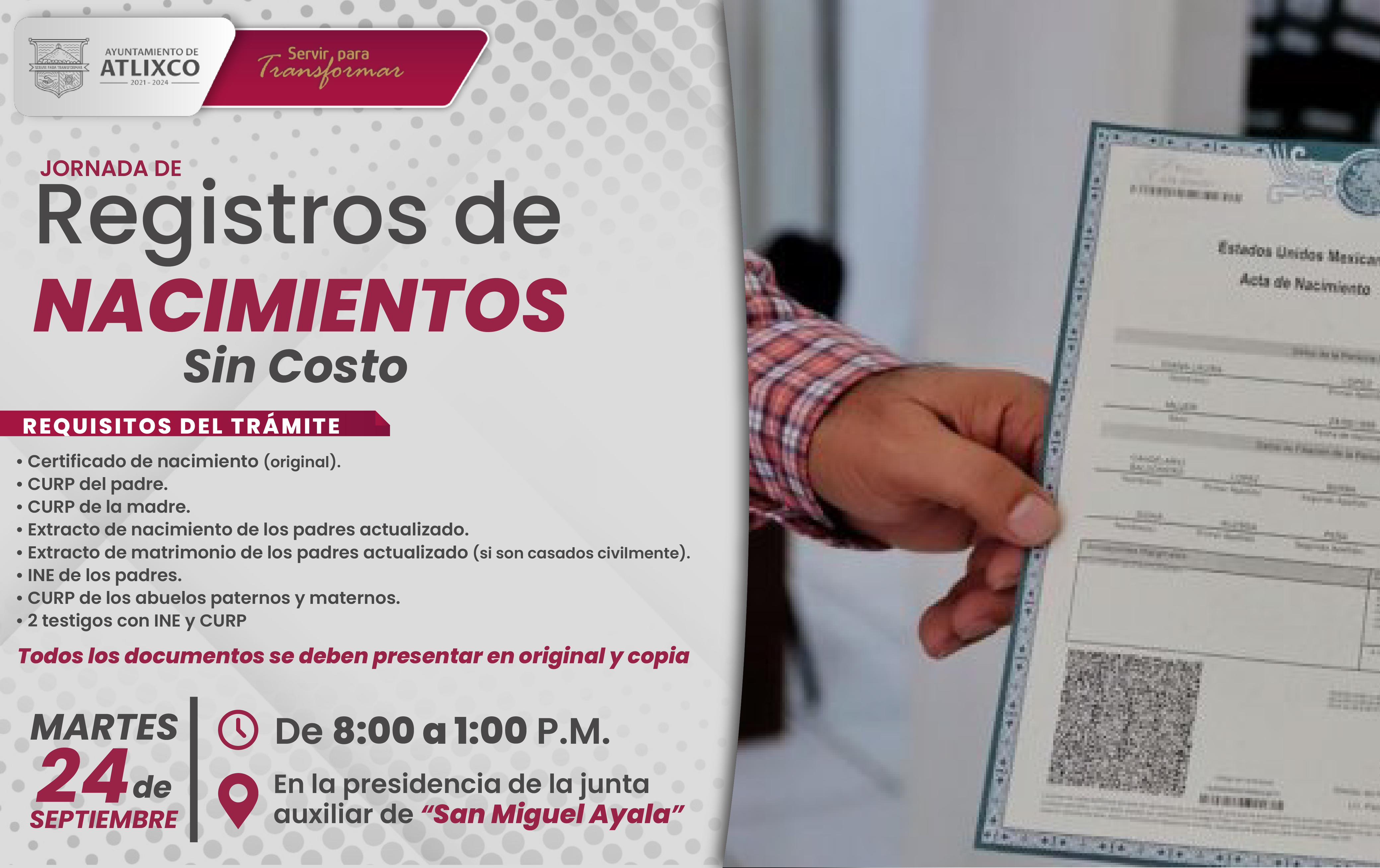 Por: Cortesía Registros de nacimiento gratuitos en Atlixco: ¡Aprovecha esta jornada!