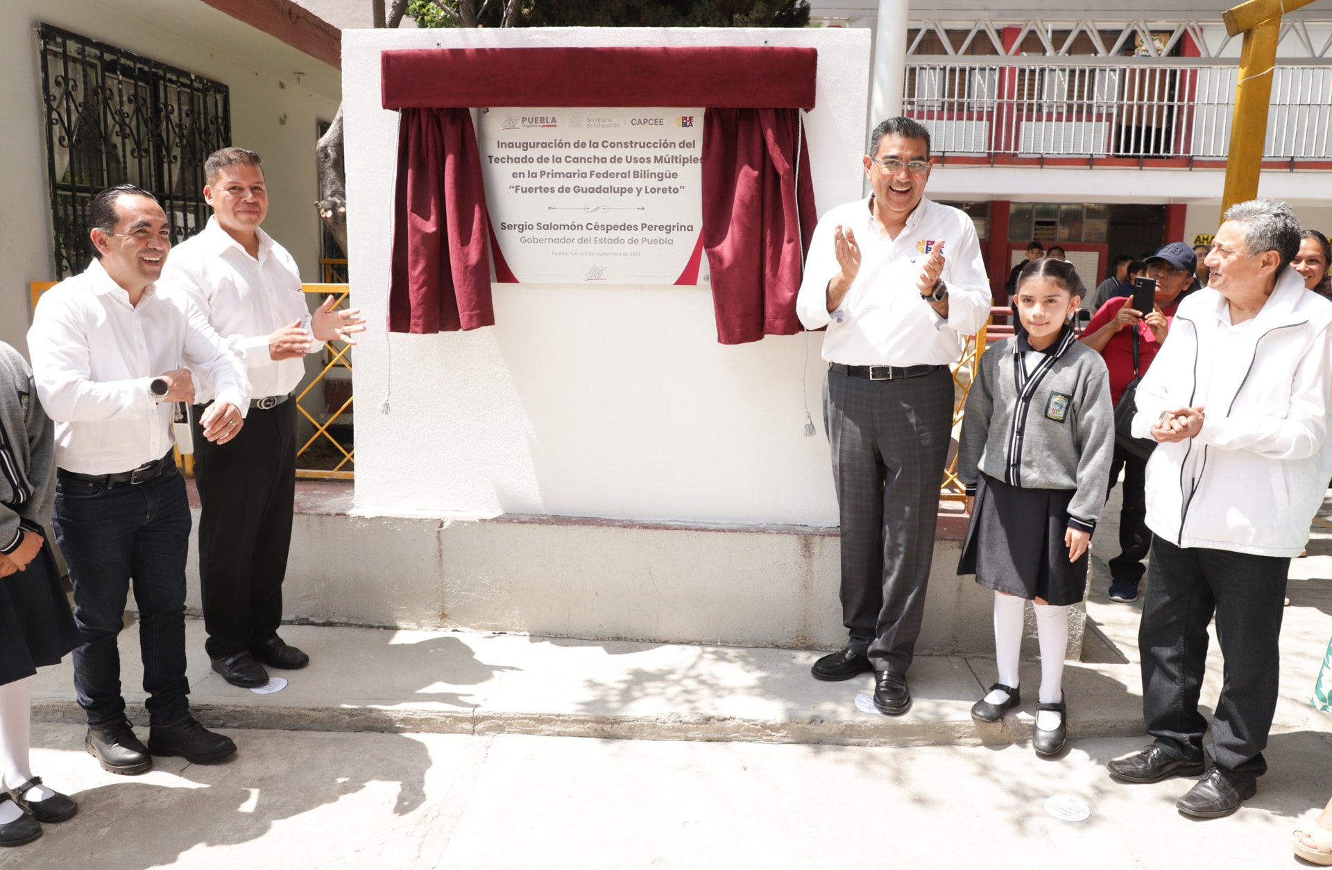 Por: Cortesía Puebla invierte en educación: entregan techados y mejor infraestructura escolar